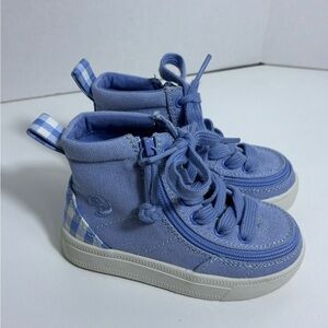 BILLY Classic Lace High Top Light Blue Gingham Zipper Unisex Kids Sneaker US 7